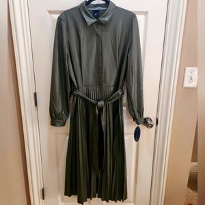 Faux Leather Pleated Dress